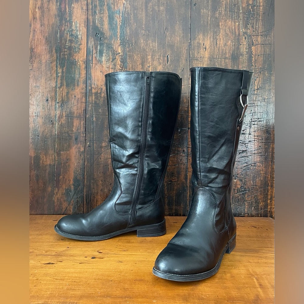 Jessica Cline Chora Plus Women's Riding Boots Black Wide Calf Size 9M Shoe Dept